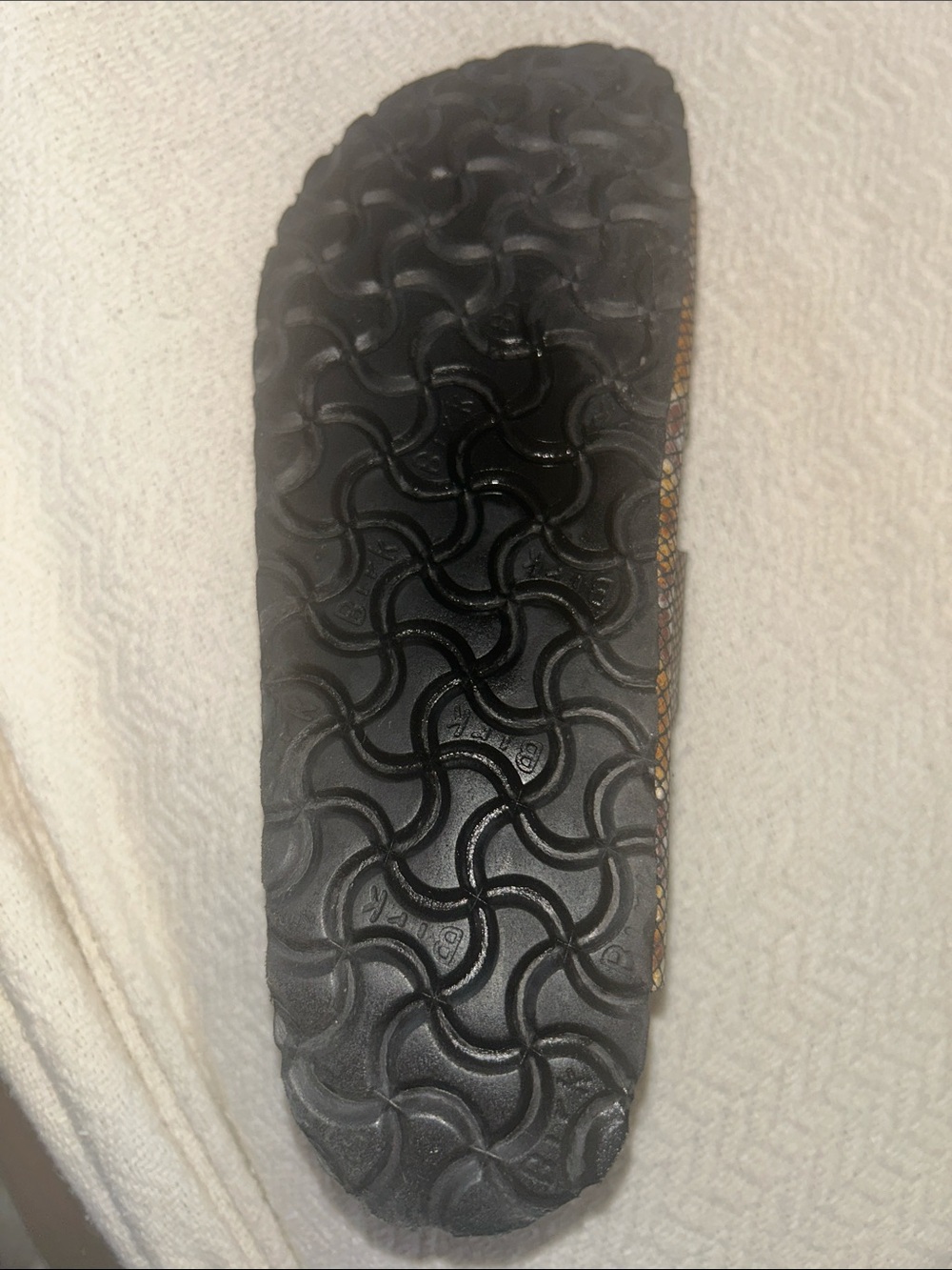 Birkenstock Arizona Snake-Print Sandals in Brown and Gold - Picture 6 of 10